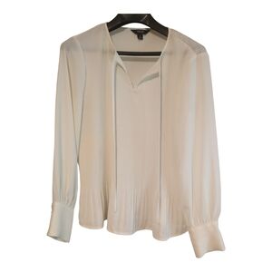 Simply Vera Vera Wang Cream Pleated V-Neck Tie Blouse